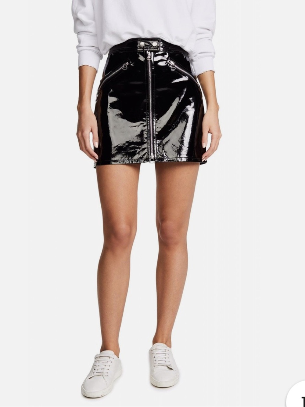 rag & bone Black Patent Leather Mini Skirt
